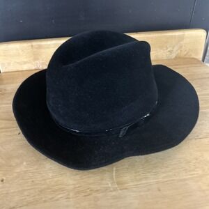 Michele Vintage Felt Hat Fedora Style Black Dress‎ USA Made